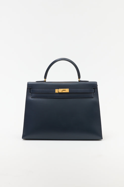Hermès 1990 Indigo Box Kelly Sellier 35 Bag