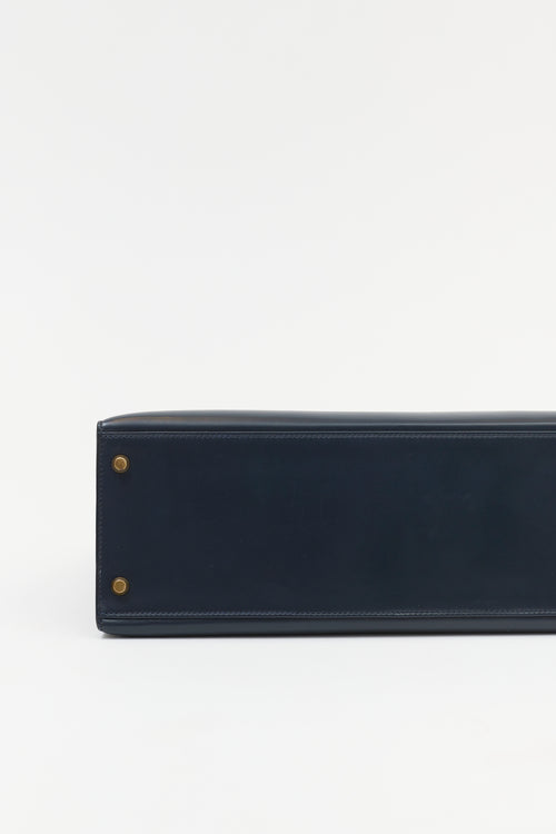 Hermès 1990 Indigo Box Kelly Sellier 35 Bag