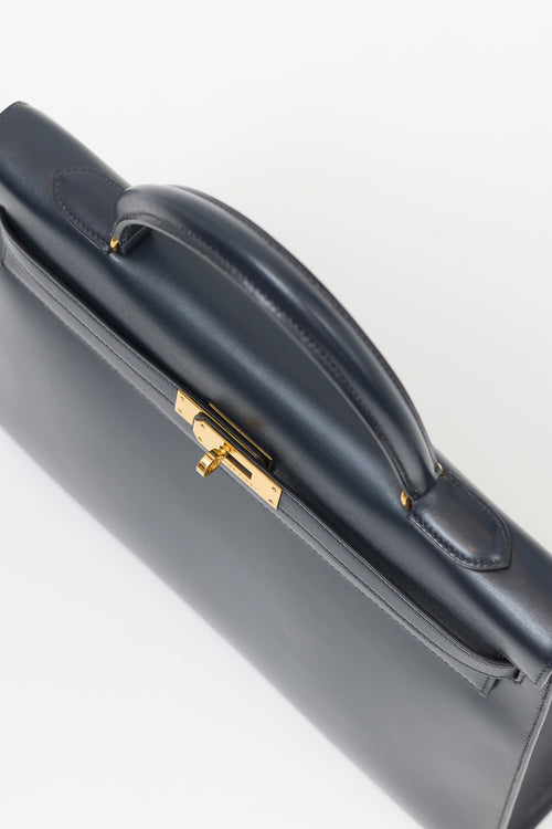 Hermès 1990 Indigo Box Kelly Sellier 35 Bag