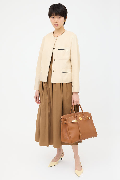 Hermès 1996 Gold Courchevel Birkin 35 Bag