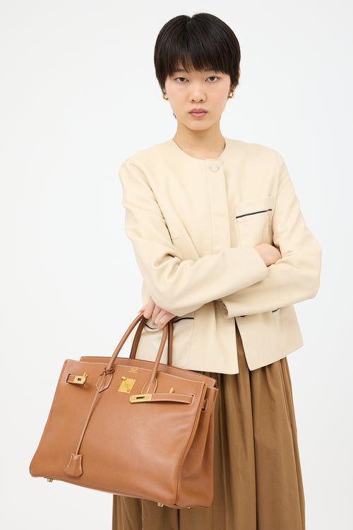 Hermès 1996 Gold Courchevel Birkin 35 Bag