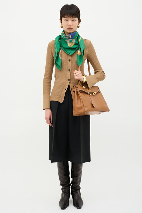 Hermès 1996 Gold Courchevel Kelly Retourne 35 Bag