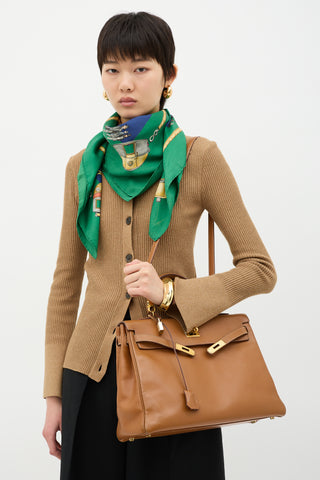 Hermès 1996 Gold Courchevel Kelly Retourne 35 Bag