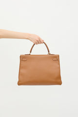 Hermès 1996 Gold Courchevel Kelly Retourne 35 Bag