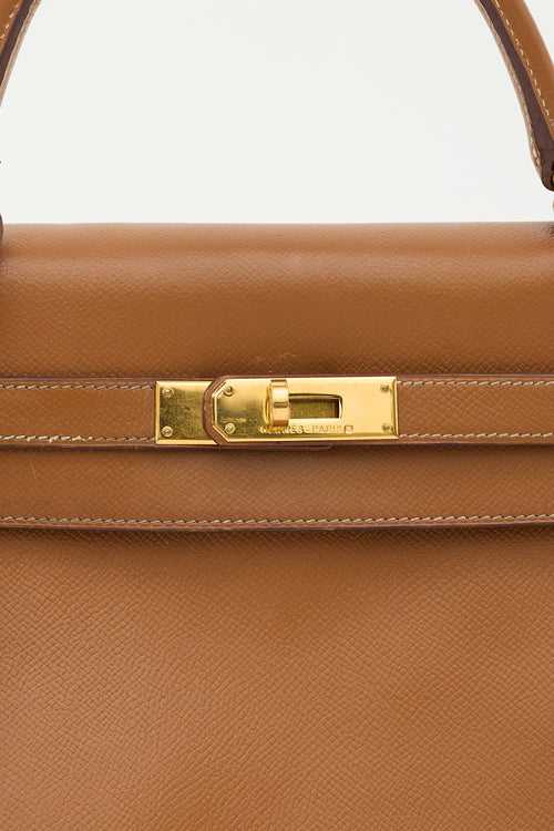 Hermès 1996 Gold Courchevel Kelly Retourne 35 Bag