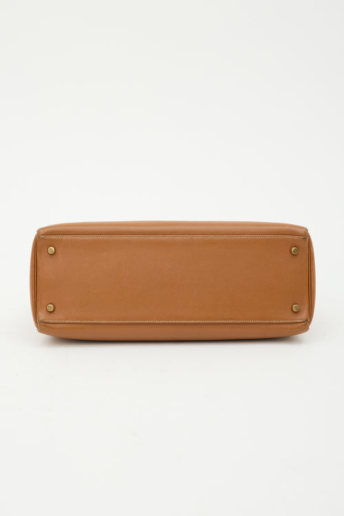 Hermès 1996 Gold Courchevel Kelly Retourne 35 Bag