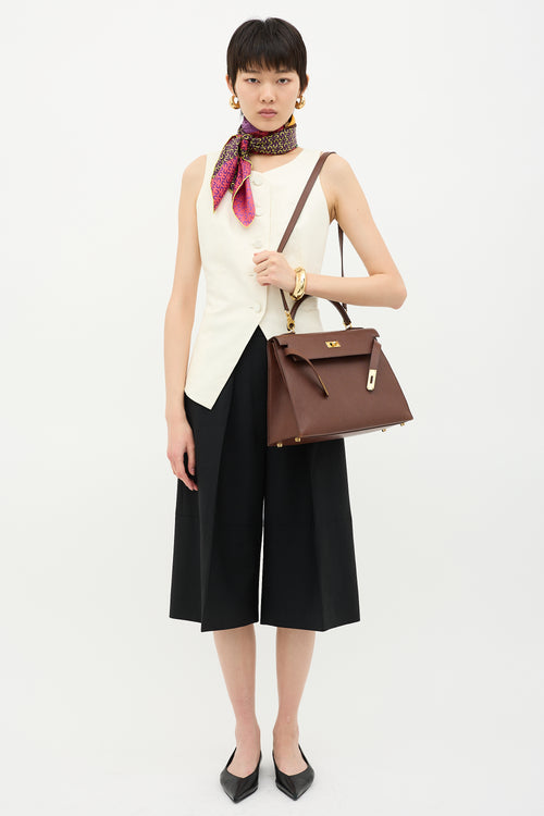 Hermès 1997 Marron Fonce Courchevel Kelly Sellier 32 Bag