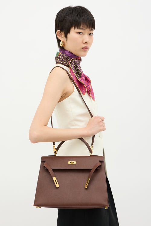 Hermès 1997 Marron Fonce Courchevel Kelly Sellier 32 Bag