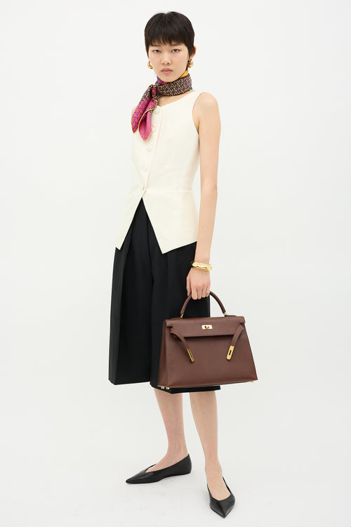 Hermès 1997 Marron Fonce Courchevel Kelly Sellier 32 Bag