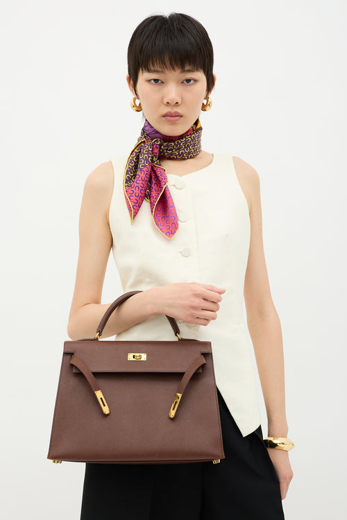 Hermès 1997 Marron Fonce Courchevel Kelly Sellier 32 Bag