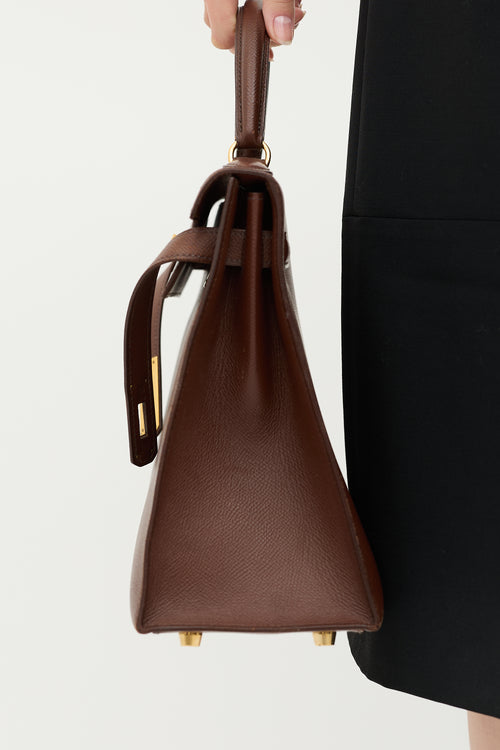 Hermès 1997 Marron Fonce Courchevel Kelly Sellier 32 Bag