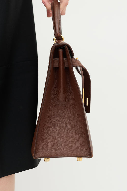 Hermès 1997 Marron Fonce Courchevel Kelly Sellier 32 Bag