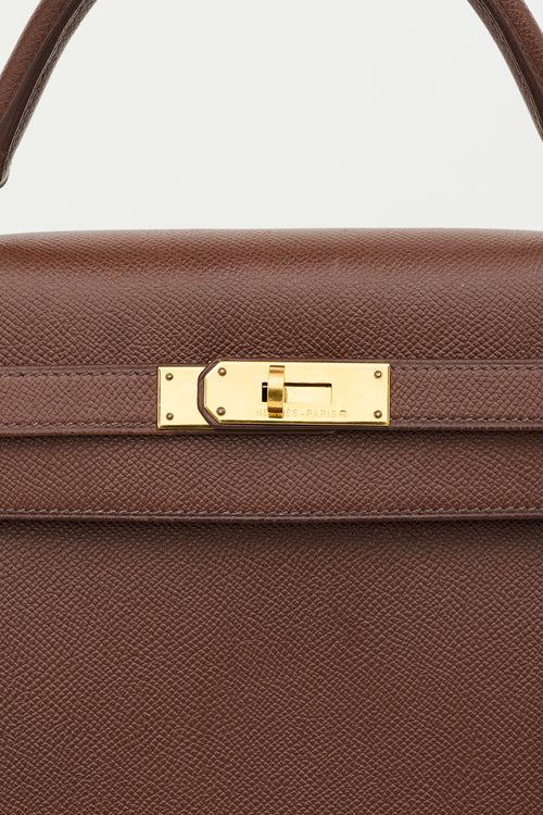 Hermès 1997 Marron Fonce Courchevel Kelly Sellier 32 Bag