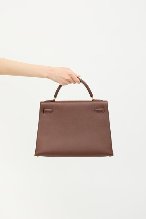 Hermès 1997 Marron Fonce Courchevel Kelly Sellier 32 Bag