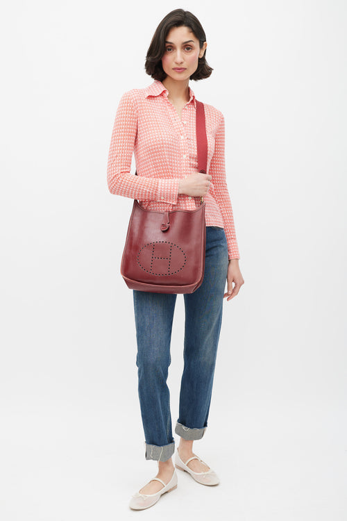Hermès 1999 Burgundy Epsom Leather Evelyne 29 PM Bag