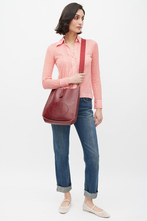 Hermès 1999 Burgundy Epsom Leather Evelyne 29 PM Bag