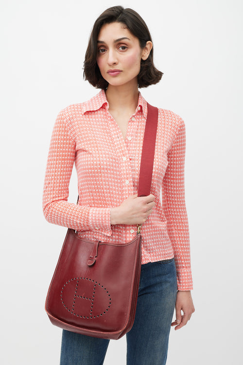 Hermès 1999 Burgundy Epsom Leather Evelyne 29 PM Bag