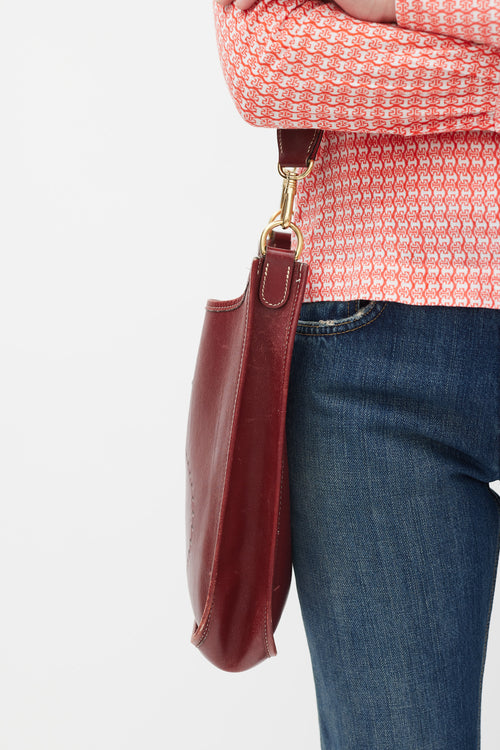 Hermès 1999 Burgundy Epsom Leather Evelyne 29 PM Bag