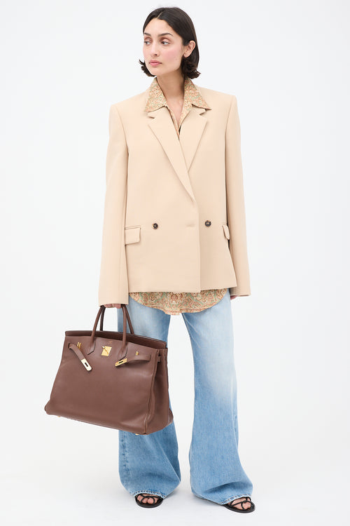 Hermès 1999 Havane Evergrain Leather & Gold Birkin 40 Bag