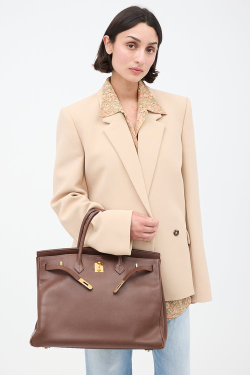 Hermès 1999 Havane Evergrain Leather & Gold Birkin 40 Bag