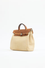 Hermès 1999 Écru Toile Canvas & Fauve Vache Hunter Leather HerBag Backpack