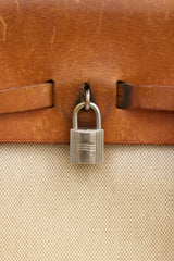 Hermès 1999 Écru Toile Canvas & Fauve Vache Hunter Leather HerBag Backpack