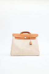 Hermès 2000 Écru Toile Canvas & Fauve Vache Hunter Leather HerBag 2-in-1