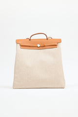 Hermès 2000 Écru Toile Canvas & Fauve Vache Hunter Leather HerBag 2-in-1