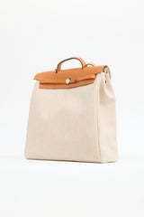 Hermès 2000 Écru Toile Canvas & Fauve Vache Hunter Leather HerBag 2-in-1