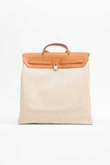 Hermès 2000 Écru Toile Canvas & Fauve Vache Hunter Leather HerBag 2-in-1
