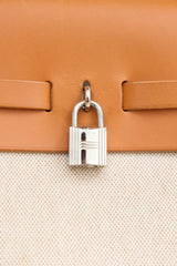 Hermès 2000 Écru Toile Canvas & Fauve Vache Hunter Leather HerBag 2-in-1