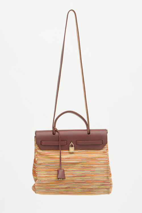 Hermès 2002 Marron Foncé Vache Hunter & Orange H Vibrato Herbag 31