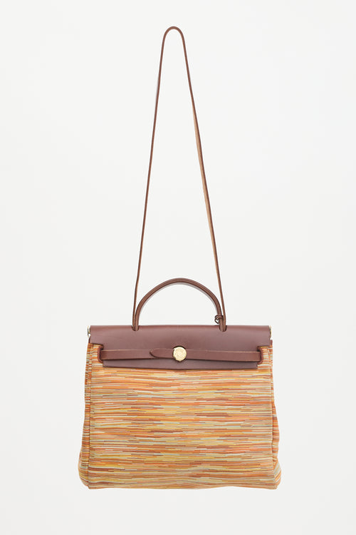 Hermès 2002 Marron Foncé Vache Hunter & Orange H Vibrato Herbag 31