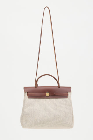 Hermès 2002 Marron Foncé Vache Hunter & Orange H Vibrato Herbag 31