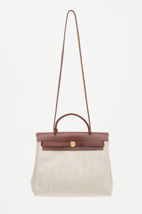 Hermès 2002 Marron Foncé Vache Hunter & Orange H Vibrato Herbag 31