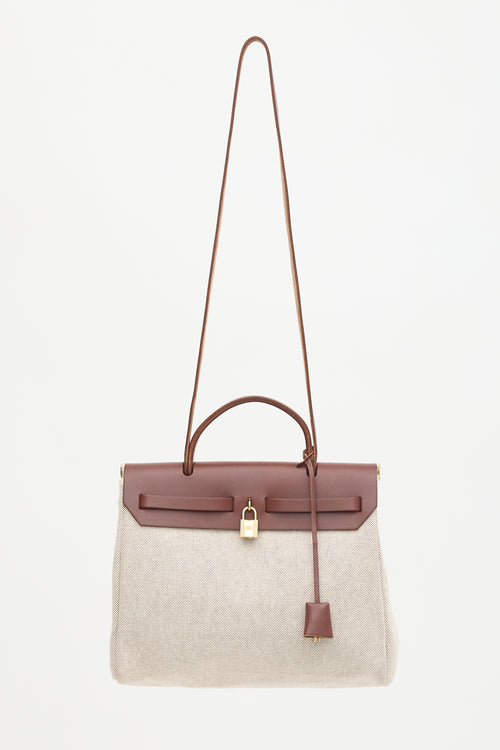 Hermès 2002 Marron Foncé Vache Hunter & Orange H Vibrato Herbag 31