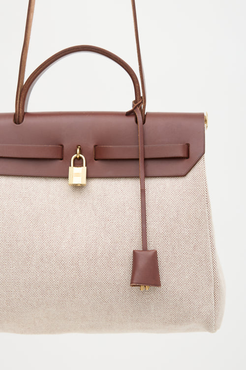 Hermès 2002 Marron Foncé Vache Hunter & Orange H Vibrato Herbag 31