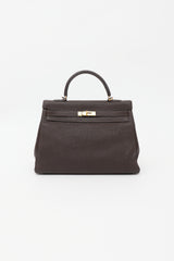 Hermès 2003 Chocolat Togo Kelly Retourne 35 Bag