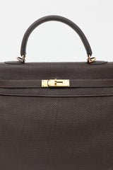 Hermès 2003 Chocolat Togo Kelly Retourne 35 Bag