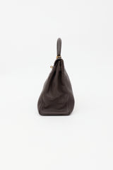 Hermès 2003 Chocolat Togo Kelly Retourne 35 Bag