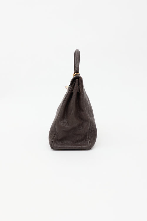 Hermès 2003 Chocolat Togo Kelly Retourne 35 Bag