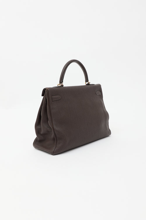Hermès 2003 Chocolat Togo Kelly Retourne 35 Bag