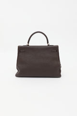 Hermès 2003 Chocolat Togo Kelly Retourne 35 Bag