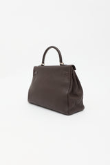 Hermès 2003 Chocolat Togo Kelly Retourne 35 Bag