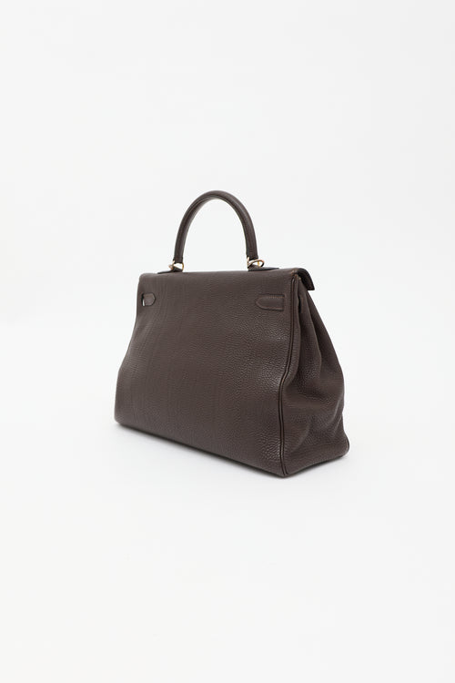 Hermès 2003 Chocolat Togo Kelly Retourne 35 Bag