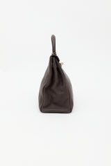 Hermès 2003 Chocolat Togo Kelly Retourne 35 Bag
