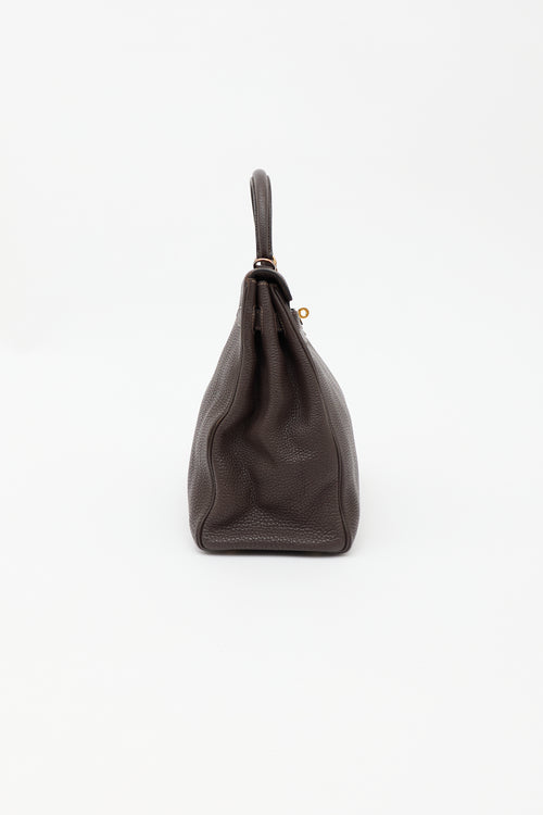 Hermès 2003 Chocolat Togo Kelly Retourne 35 Bag