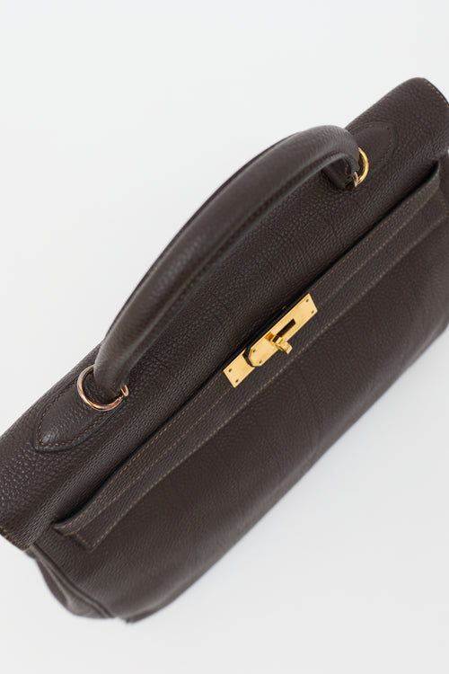 Hermès 2003 Chocolat Togo Kelly Retourne 35 Bag