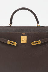 Hermès 2003 Chocolat Togo Kelly Retourne 35 Bag