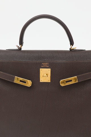Hermès 2003 Chocolat Togo Kelly Retourne 35 Bag